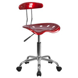 English Elm Vibrant and Chrome Swivel Task Office Chair with Tractor Seat