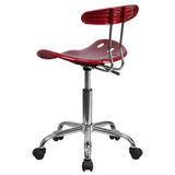 English Elm Vibrant and Chrome Swivel Task Office Chair with Tractor Seat