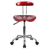 English Elm Vibrant and Chrome Swivel Task Office Chair with Tractor Seat