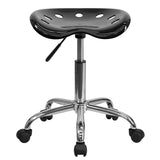 English Elm Vibrant Tractor Seat and Chrome Stool