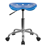 English Elm Vibrant Tractor Seat and Chrome Stool