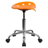 English Elm Vibrant Tractor Seat and Chrome Stool