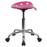 English Elm Vibrant Tractor Seat and Chrome Stool