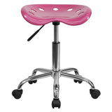 English Elm Vibrant Tractor Seat and Chrome Stool