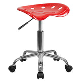 English Elm Vibrant Tractor Seat and Chrome Stool