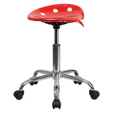 English Elm Vibrant Tractor Seat and Chrome Stool