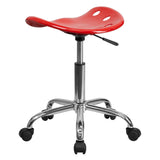 English Elm Vibrant Tractor Seat and Chrome Stool