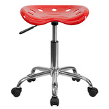 English Elm Vibrant Tractor Seat and Chrome Stool