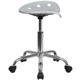 English Elm Vibrant Tractor Seat and Chrome Stool