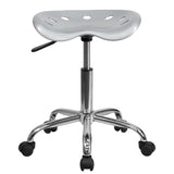 English Elm Vibrant Tractor Seat and Chrome Stool