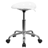 English Elm Vibrant Tractor Seat and Chrome Stool