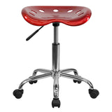 English Elm Vibrant Tractor Seat and Chrome Stool