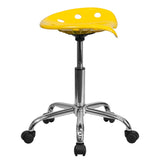 English Elm Vibrant Tractor Seat and Chrome Stool