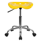 English Elm Vibrant Tractor Seat and Chrome Stool