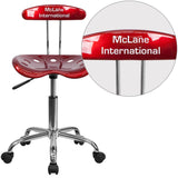 English Elm Personalized Vibrant and Chrome Swivel Task Office Chair with Tractor Seat