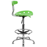 English Elm Vibrant and Chrome Drafting Stool with Tractor Seat