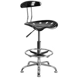 English Elm Vibrant and Chrome Drafting Stool with Tractor Seat