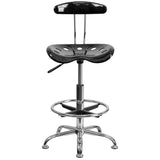 English Elm Vibrant and Chrome Drafting Stool with Tractor Seat