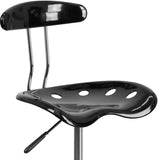 English Elm Vibrant and Chrome Drafting Stool with Tractor Seat