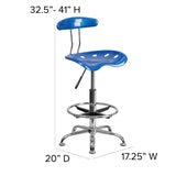 English Elm Vibrant and Chrome Drafting Stool with Tractor Seat