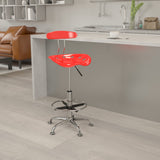 English Elm Vibrant and Chrome Drafting Stool with Tractor Seat