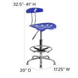 English Elm Vibrant and Chrome Drafting Stool with Tractor Seat