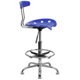 English Elm Vibrant and Chrome Drafting Stool with Tractor Seat