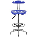 English Elm Vibrant and Chrome Drafting Stool with Tractor Seat