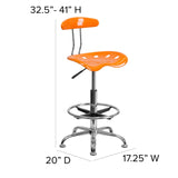 English Elm Vibrant and Chrome Drafting Stool with Tractor Seat