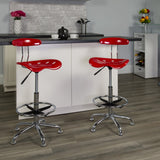 English Elm Vibrant and Chrome Drafting Stool with Tractor Seat