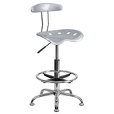 English Elm Vibrant and Chrome Drafting Stool with Tractor Seat