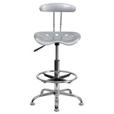 English Elm Vibrant and Chrome Drafting Stool with Tractor Seat