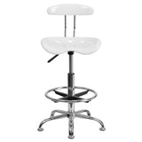 English Elm Vibrant and Chrome Drafting Stool with Tractor Seat