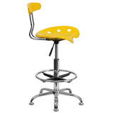 English Elm Vibrant and Chrome Drafting Stool with Tractor Seat