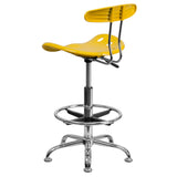 English Elm Vibrant and Chrome Drafting Stool with Tractor Seat