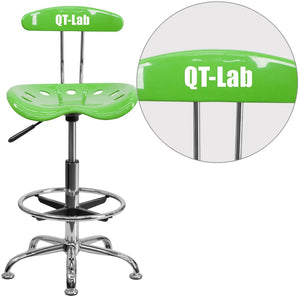 English Elm Personalized Vibrant and Chrome Drafting Stool with Tractor Seat