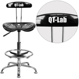 English Elm Personalized Vibrant and Chrome Drafting Stool with Tractor Seat