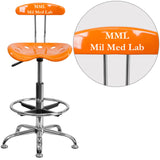 English Elm Personalized Vibrant and Chrome Drafting Stool with Tractor Seat