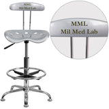 English Elm Personalized Vibrant and Chrome Drafting Stool with Tractor Seat