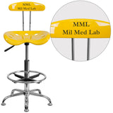 English Elm Personalized Vibrant and Chrome Drafting Stool with Tractor Seat