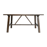 English Elm Solid Wood Farmhouse Coffee Table, Trestle Style Accent Table