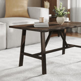 English Elm Solid Wood Farmhouse Coffee Table, Trestle Style Accent Table