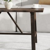 English Elm Solid Wood Farmhouse Coffee Table, Trestle Style Accent Table