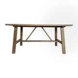 English Elm Solid Wood Farmhouse Coffee Table, Trestle Style Accent Table