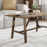 English Elm Solid Wood Farmhouse Coffee Table, Trestle Style Accent Table