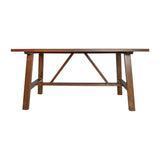 English Elm Solid Wood Farmhouse Coffee Table, Trestle Style Accent Table