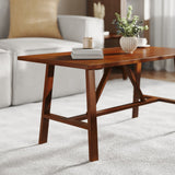 English Elm Solid Wood Farmhouse Coffee Table, Trestle Style Accent Table