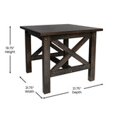 English Elm Farmhouse Style Solid Wood End Table with Traditional X-Frame Design