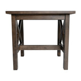 English Elm Farmhouse Style Solid Wood End Table with Traditional X-Frame Design