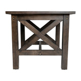 English Elm Farmhouse Style Solid Wood End Table with Traditional X-Frame Design